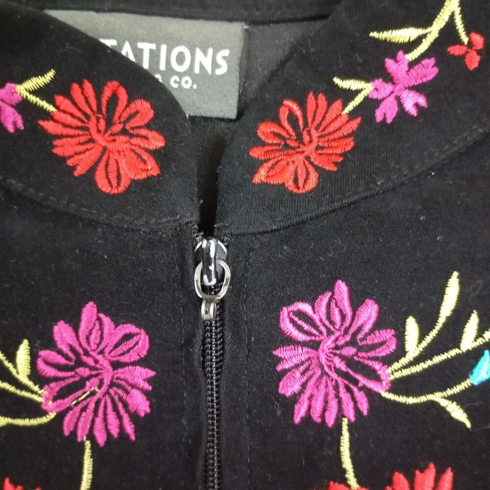 Notations Jacket Floral Embroidery Split Hem Wome… - image 7
